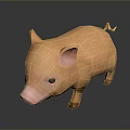 Cute Orange Piglet 3D Character Model With Pink Nose Ears And Black Eyes