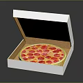 Open White Pizza Box Containing Fresh Pepperoni Pizza With Red Toppings