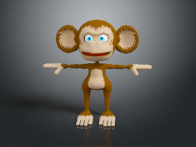 The picture mainly shows a 3D cartoon monkey with no train-related information, so it's impossible to generate an English title with "train" as the main subject based on the picture content. 3d model