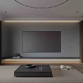 Modern Living Dining Room Interior Design With Black Sofa Coffee Table And Floor Lamp