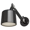 Modern Black Wall Light With Perforated Cylindrical Shade And Adjustable Arm 3d model