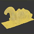 Ancient Reclining Camel Stone Sculpture with Patterned Base and Textured Details 3d model