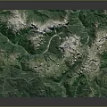 Detailed Terrain Model Featuring Mountain Ranges Green Vegetation And Snowy Peaks With Orange Base