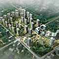 Urban Aerial Planning With High Rise Buildings Green Spaces And Road Layout