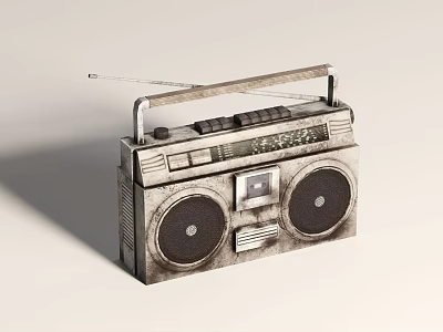 Vintage Retro Boombox Audio Speaker System With Dual Speakers Antenna And Handle Design 3d model