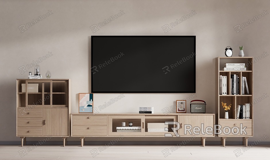 Modern TV Cabinet Log TV Cabinet Decorative Cabinet Bookcase model