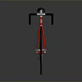 Red Road Bicycle with Black Seat White Rims and Gold Edges on Gray Background
