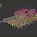 Desert Camouflage Military Battle Tank With Turret Cannon Antenna And Vehicle Number 83415