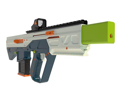 Toy Gun With Scope Green Barrel White Blue Body And Orange Accents 3d model