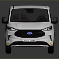White Ford Modern Bus With Yellow Stripes Black Windows Exterior Design