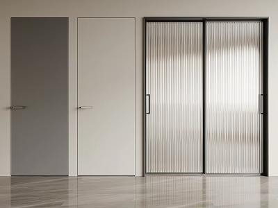 Modern Interior Sliding Doors With Ribbed Glass Design For Home Spaces 3d model