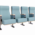 Light Blue Modern Public Chairs With Striped Backrests Upholstered Seats And Metal Legs