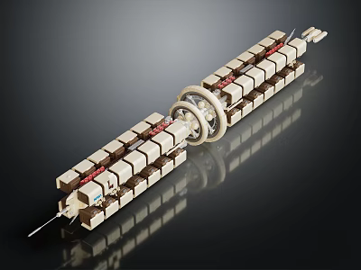 Advanced Aerospace Mechanical Structure with Cubic Modules and Central Ring Component for Space Exploration Missions 3d model