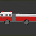 Red And White Cartoon Fire Truck Model With Red Emergency Lights On Top