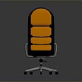 Modern Office Chair With Orange Cushion Black Backrest Silver Metal Base And Wheels