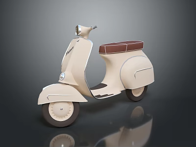 Vintage Cream Scooter With Brown Leather Seat Classic Body And Retro Design 3d model