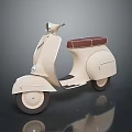 Vintage Cream Scooter With Brown Leather Seat Classic Body And Retro Design