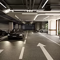Modern Parking Garage Interior With Parked Cars Well Lit Lanes And Directional Arrows