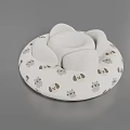 Cute Round Bean Bag Chair With White Cartoon Animal Head Patterns