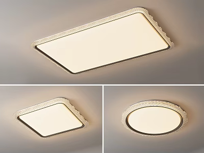 Modern Ceiling Lights With Rectangular Square Round Shapes And Pearl Trim Soft White Light 3d model