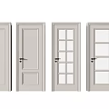 Modern Light Gray Hinged Doors With Solid And Glass Panel Designs For Home Interior 3d model