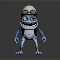 Game Movie Cartoon Character With Blue Body White Head Green Eyes Wearing Goggles And Grinning 3d model