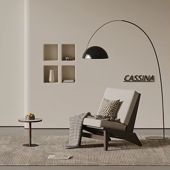 Quiet Style Leisure Chair Modern Sofa Chair Middle Ancient Leisure Sofa Floor Lamp Carpet Side 3d model