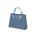 Fashionable Blue Handbag Design With Silk Scarf Metal Clasp And Tassel Decoration