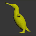 Penguin Figure with Black Back White Belly Yellow Neck Open Wings Standing on Dark Background