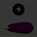 Two Fresh Purple Eggplants With Green Stems On Gray Background