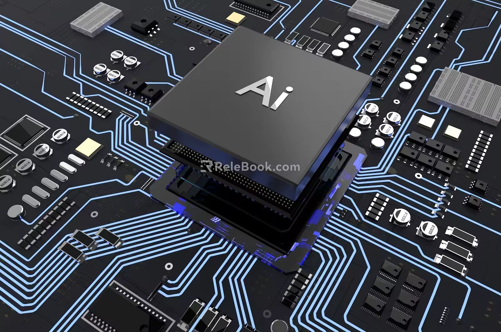 E-commerce chip AiCPU smart chip circuit board circuit board explosion diagram circuit technology chip electrical appliance computer intelligent equipment 3d model