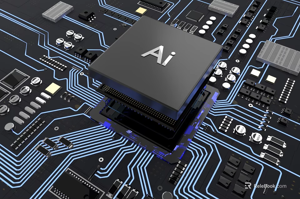 High Performance AI Chip On Circuit Board With Electronic Components For Tech Devices 3d model 