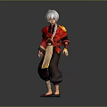 Game Movie Character Featuring Silver Hair Red Robe Black Pants And Yellow Accents