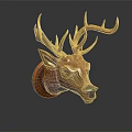 Detailed Handcrafted Deer Head Carving With Intricate Antlers And Realistic Facial Features