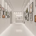 Bright White Wedding Dress Shop Corridor With Wall Mounted Bridal Photos And Reception Desk