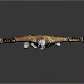 3D Character Model With Short White Hair Bare Chest Golden Patterns Wrist Guards Black Pants