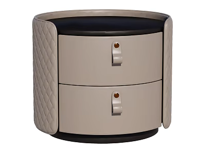 Modern Beige Bedside Table With Two Drawers And Quilted Side Design 3d model