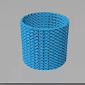 Blue Cylindrical Storage Container With Diamond Pattern Texture For Home Organizing