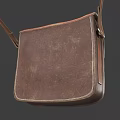 Vintage Brown Leather Bag With Adjustable Shoulder Strap And Multiple Pockets 3d model