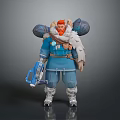 Blue Handheld Utility Tool With Blue Outfit White Fur Collar Furry Pants And Warm Boots