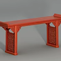 Red Chinese Traditional Functional Table With Intricate Carved Patterns And Decorative Design 3d model