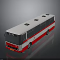 Modern Urban Bus with White Red Exterior Black Windows Roof Vents and LINE 101