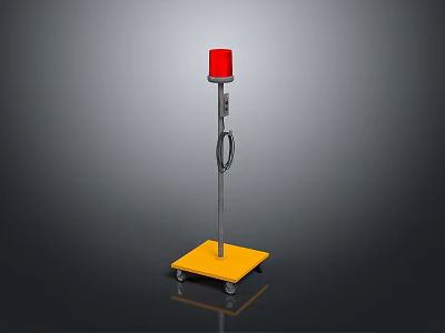 Mobile Rolling Cart Furniture With Red Warning Light Yellow Base And Wheels 3d model
