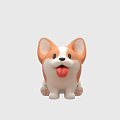 Cute Corgi Decorative Ornament Set with Tongue Sticking Out and Cartoon Style for Home Decoration