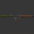 Military Rocket Launcher With Green Warhead Orange Grip And Black Metal Parts