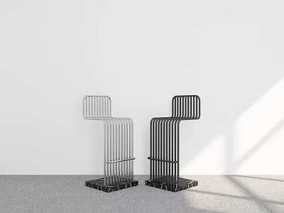 Stylish Modern Metal Bar Stools in Silver and Black Minimalist Design 3d model