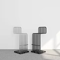 Stylish Modern Metal Bar Stools in Silver and Black Minimalist Design