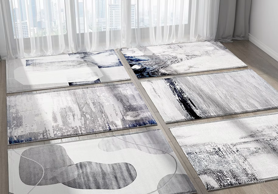 Modern Square Rugs With Various Patterns For Interior Decor 3d model