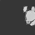 3D Gray Robot Character With Yellow Glowing Eyes Black Antenna And Mechanical Limbs