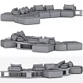 Modern Gray Sectional Sofa With Modular Design Plush Cushions And Multiple Seats 3d model